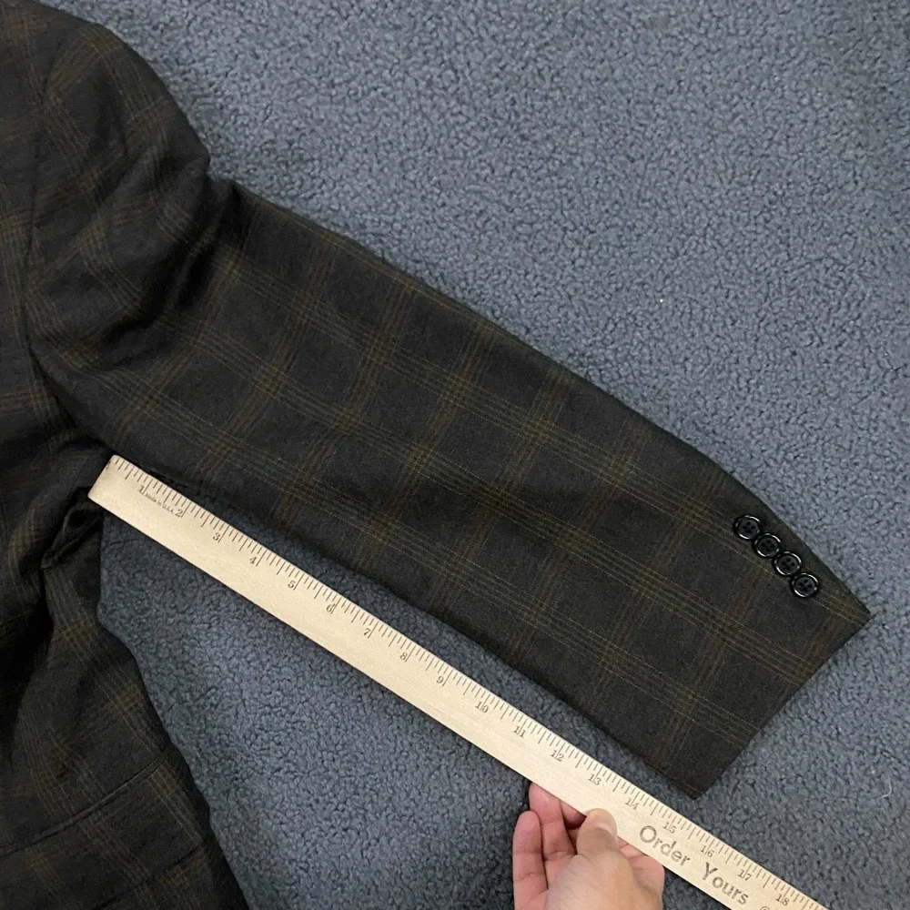 Hart Schaffer Marx Blazer size 40R Travelor Plaid Wool Brown Suit Jacket‎